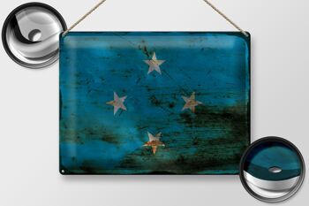Panneau en tôle drapeau Micronésie 40x30cm Micronésie rouille 2