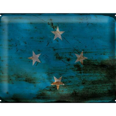 Targa in metallo bandiera Micronesia 40x30 cm Micronesia ruggine