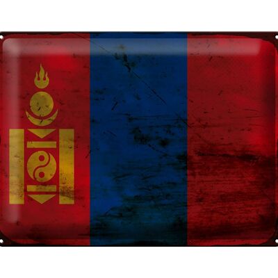 Cartel de chapa Bandera de Mongolia 40x30cm Bandera de Mongolia Óxido