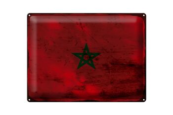 Panneau métallique drapeau Maroc 40x30cm, drapeau du maroc rouille 1