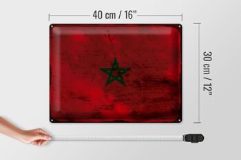 Panneau métallique drapeau Maroc 40x30cm, drapeau du maroc rouille 4