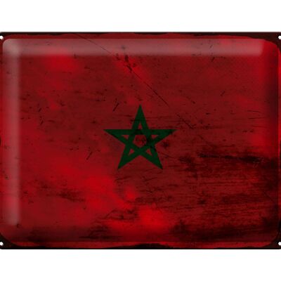 Panneau métallique drapeau Maroc 40x30cm, drapeau du maroc rouille