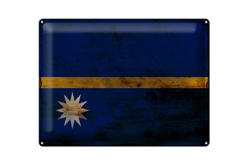 Panneau en étain drapeau Nauru 40x30cm, drapeau de Nauru rouille 1