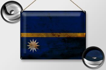 Panneau en étain drapeau Nauru 40x30cm, drapeau de Nauru rouille 2