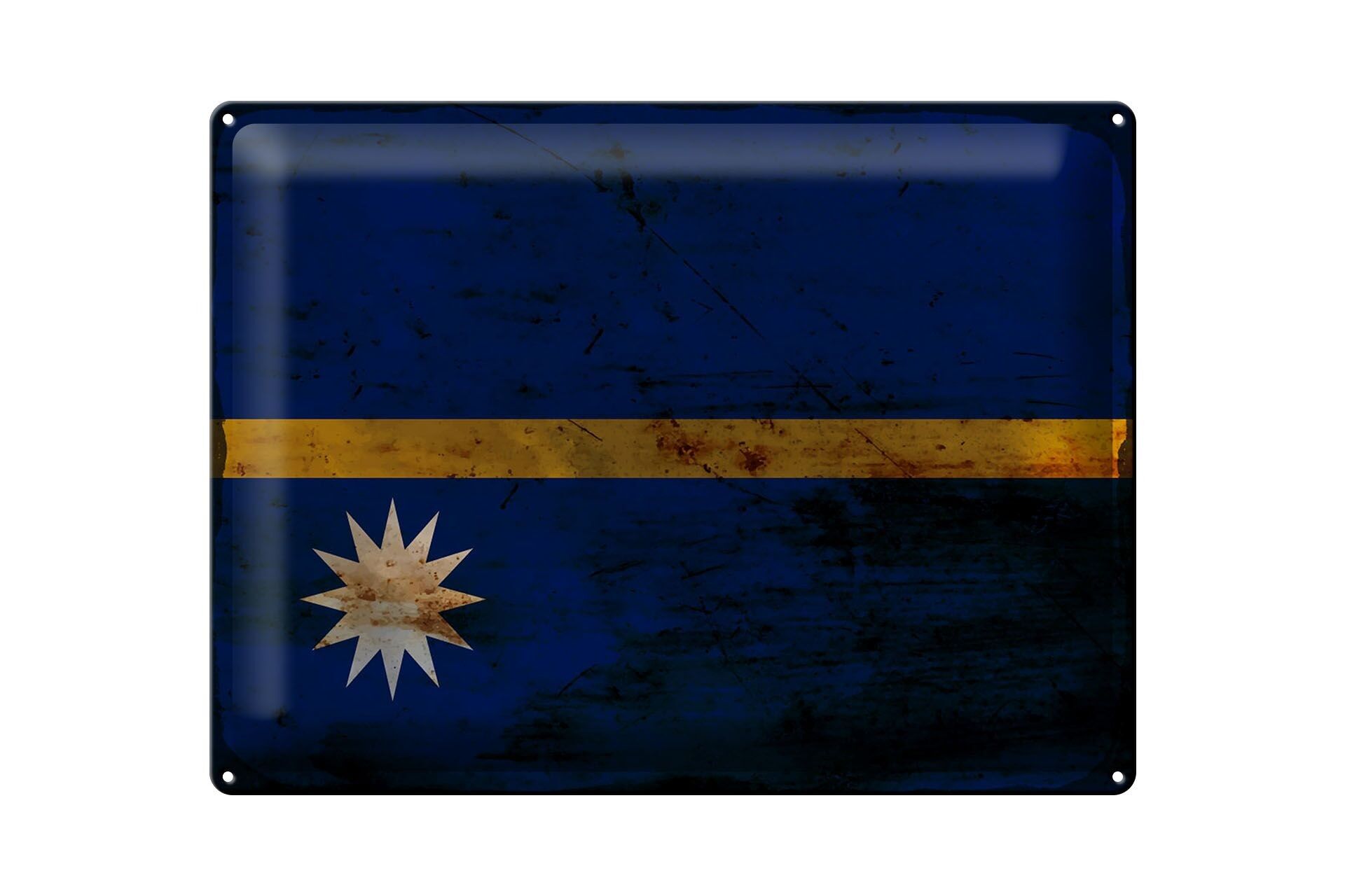 Cartel de chapa Bandera de Nauru 40x30cm Bandera de Nauru Óxido