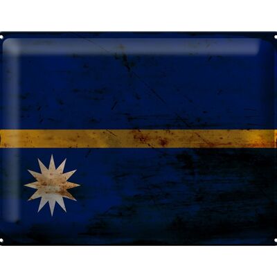 Targa in metallo Bandiera Nauru 40x30 cm Bandiera di Nauru Ruggine