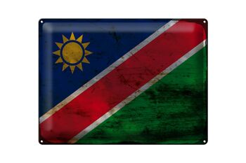 Panneau en étain drapeau Namibie 40x30cm, drapeau de la Namibie rouille 1