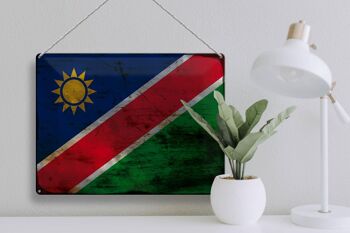 Panneau en étain drapeau Namibie 40x30cm, drapeau de la Namibie rouille 3