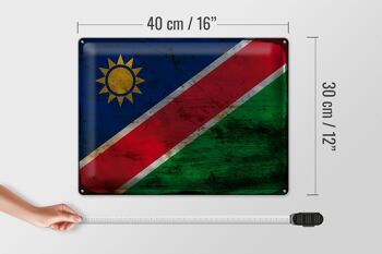 Panneau en étain drapeau Namibie 40x30cm, drapeau de la Namibie rouille 4