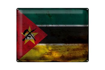 Signe en étain drapeau Mozambique 40x30cm drapeau Mozambique rouille 1
