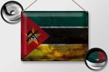 Signe en étain drapeau Mozambique 40x30cm drapeau Mozambique rouille 2