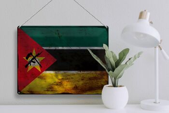 Signe en étain drapeau Mozambique 40x30cm drapeau Mozambique rouille 3