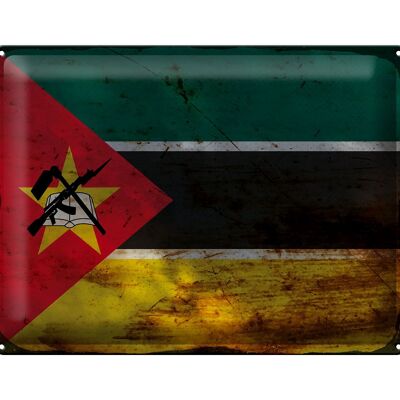 Signe en étain drapeau Mozambique 40x30cm drapeau Mozambique rouille