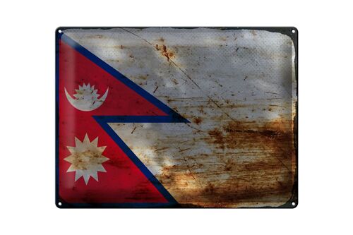 Blechschild Flagge Nepal 40x30cm Flag of Nepal Rost