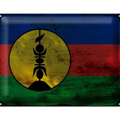 Cartel de chapa Bandera de Nueva Caledonia 40x30cm Bandera Óxido