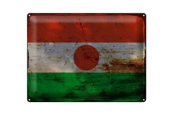 Panneau en tôle drapeau du Niger 40x30cm, drapeau du Niger rouille 1