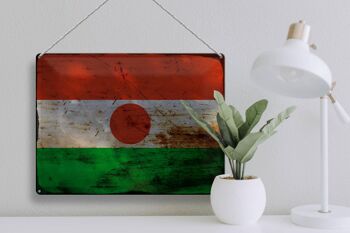 Panneau en tôle drapeau du Niger 40x30cm, drapeau du Niger rouille 3
