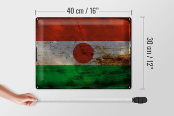 Panneau en tôle drapeau du Niger 40x30cm, drapeau du Niger rouille 4