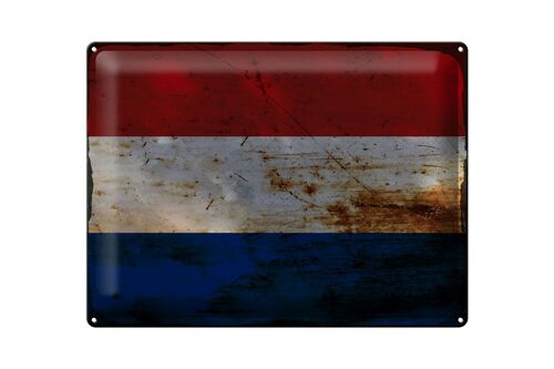 Blechschild Flagge Niederlande 40x30cm Netherlands Rost