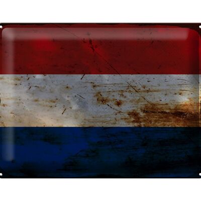 Cartel de chapa con bandera de Países Bajos, 40x30cm, óxido de Países Bajos