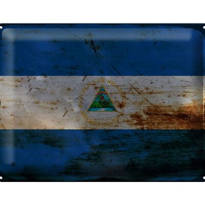 Blechschild Flagge Nicaragua 40x30cm Flag Nicaragua Rost