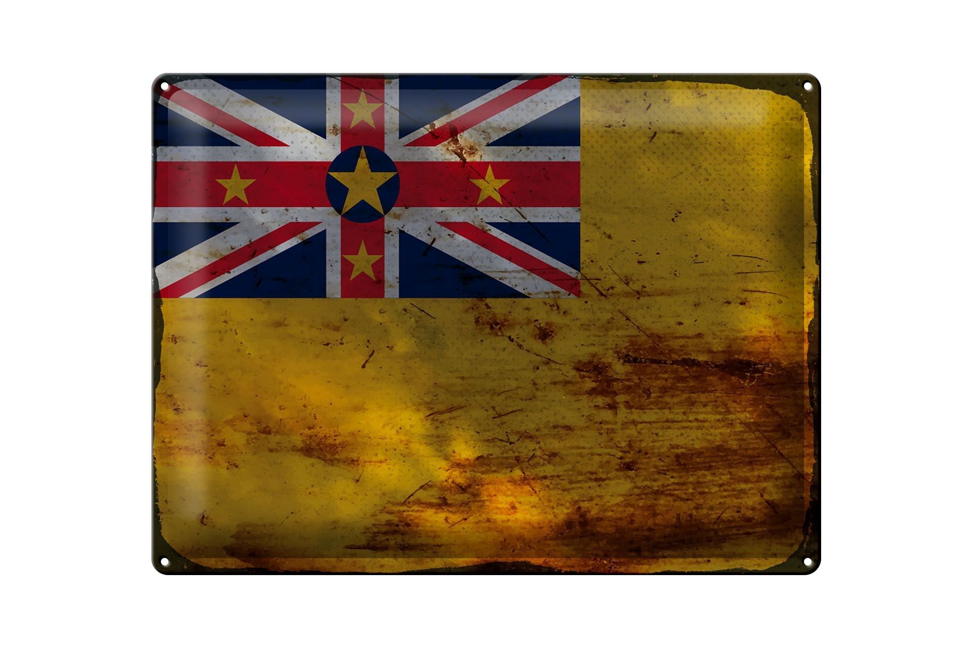 Metal sign flag Niue 40x30cm Flag of Niue Rust