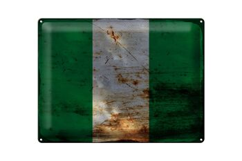 Signe en étain drapeau Nigeria 40x30cm drapeau du Nigeria rouille 1