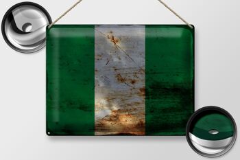 Signe en étain drapeau Nigeria 40x30cm drapeau du Nigeria rouille 2