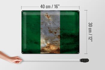 Signe en étain drapeau Nigeria 40x30cm drapeau du Nigeria rouille 4