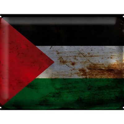Cartel de chapa Bandera de Palestina, 40x30cm, Bandera de Palestina, óxido