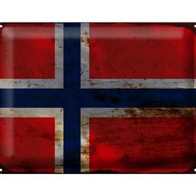 Blechschild Flagge Norwegen 40x30cm Flag Norway Rost