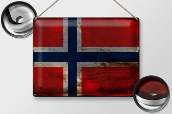 Signe en étain drapeau Norvège 40x30cm drapeau Norvège rouille 2