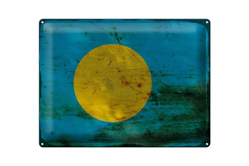 Blechschild Flagge Palau 40x30cm Flag of Palau Rost