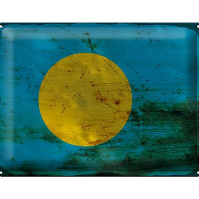 Targa in metallo Bandiera Palau 40x30 cm Bandiera di Palau Ruggine