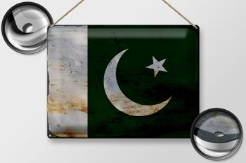 Signe en étain drapeau Pakistan 40x30cm drapeau du Pakistan rouille 2
