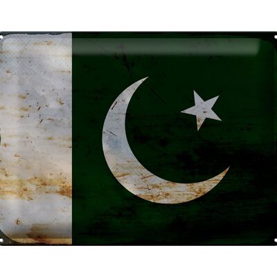 Cartel de chapa Bandera de Pakistán, 40x30cm, Bandera de Pakistán, óxido