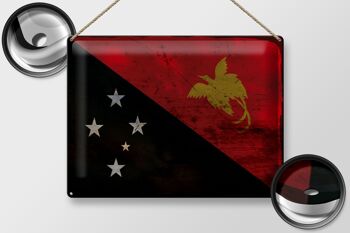 Signe en étain drapeau Papouasie-Nouvelle-Guinée 40x30cm Nouvelle-Guinée Rouille 2