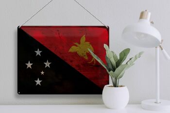 Signe en étain drapeau Papouasie-Nouvelle-Guinée 40x30cm Nouvelle-Guinée Rouille 3