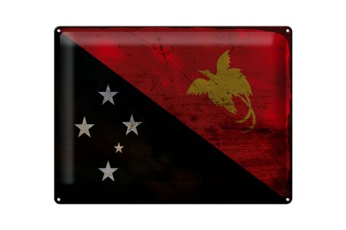 Blechschild Flagge Papua-Neuguinea 40x30cm New Guinea Rost