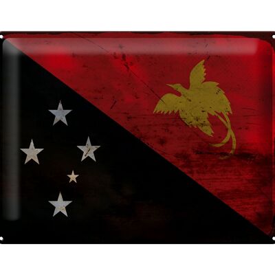 Blechschild Flagge Papua-Neuguinea 40x30cm New Guinea Rost