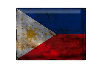 Signe en étain drapeau Philippines 40x30cm Philippines rouille 1