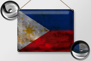 Signe en étain drapeau Philippines 40x30cm Philippines rouille 2