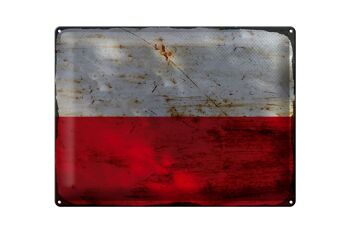 Signe en étain drapeau Pologne 40x30cm drapeau de Pologne rouille 1