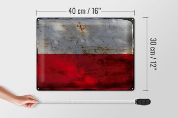 Signe en étain drapeau Pologne 40x30cm drapeau de Pologne rouille 4