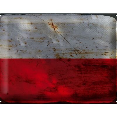 Cartel de chapa Bandera de Polonia 40x30cm Bandera de Polonia Óxido