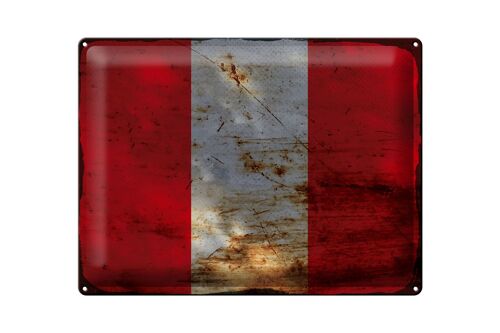 Blechschild Flagge Peru 40x30cm Flag of Peru Rost