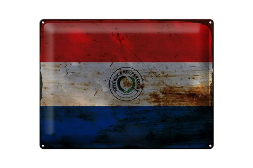 Blechschild Flagge Paraguay 40x30cm Flag of Paraguay Rost