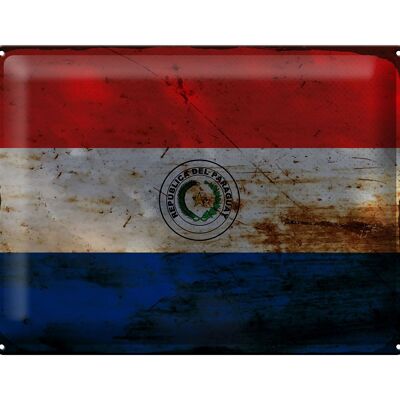 Blechschild Flagge Paraguay 40x30cm Flag of Paraguay Rost