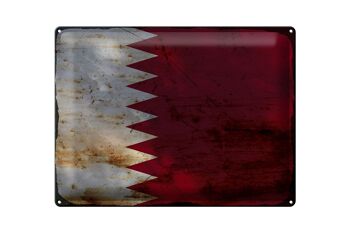Signe en étain Drapeau du Qatar 40x30cm Drapeau du Qatar Rouille 1