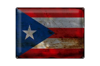 Panneau en tôle drapeau Porto Rico 40x30cm Porto Rico rouille 1